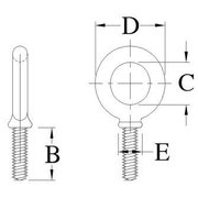 ACTEK Eye Bolt M8-1.25, 1-1/4 in Shank, 1 in ID, Steel 41300